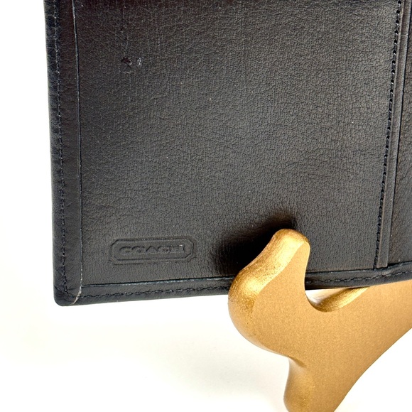 COACH Vintage Slim Black Leather Bifold Checkbook Card Wallet - Picture 8 of 14